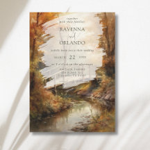 Rustic Autumn Woodland Bridge Fall Wedding