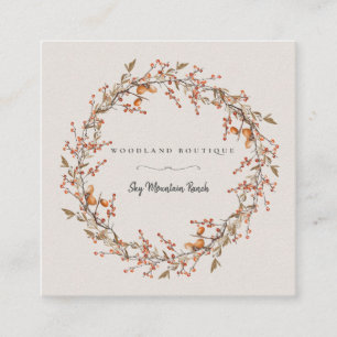 Rustic Autumn Woodland Wreath Business Cards