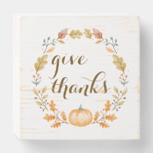 Rustic Autumn Wreath & Pumpkin "Give Thanks"