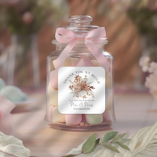 Rustic Autumnal Florals New Mr Mrs Thank You  Square Sticker