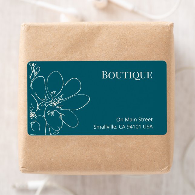 Rustic Azure Floral Small Business Shipping Label (Insitu)