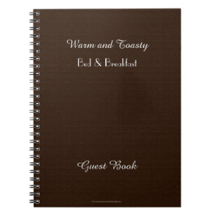 Rustic B&B Guest Book, Faux Dark Brown Burlap Notebook