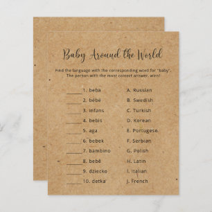 Rustic - Baby Around the world - Baby Shower Game