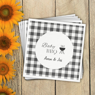 Rustic Baby BBQ Plaid Gender Neutral Paper Napkin
