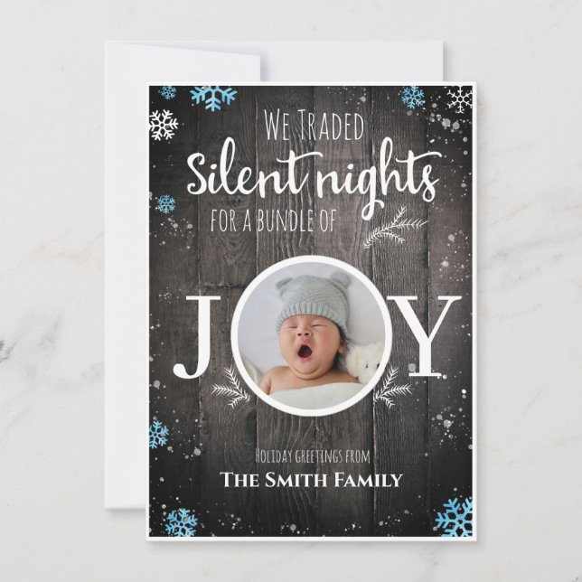Rustic baby boy Christmas Holiday Card (Front)