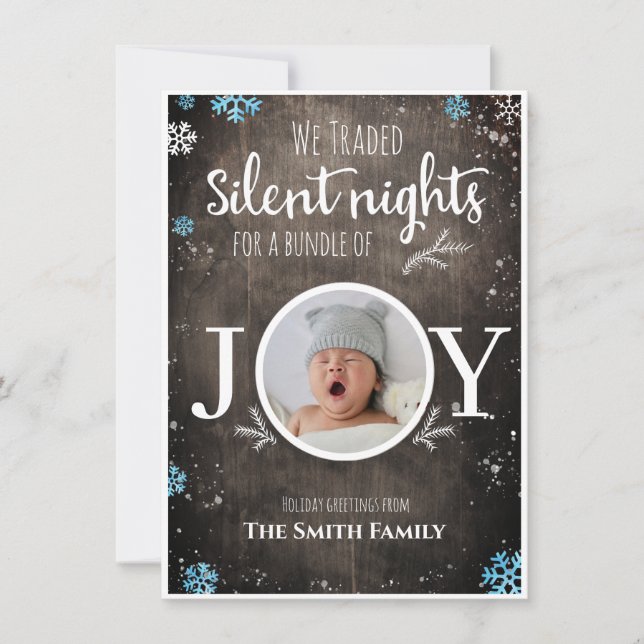 Rustic baby boy Christmas Holiday Card (Front)
