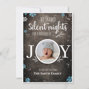 Rustic baby boy Christmas Holiday Card
