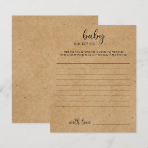 Rustic - Baby bucket list baby shower game