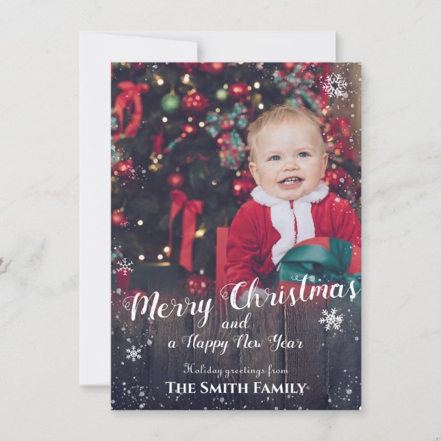 Rustic baby Christmas Holiday Card (Front)