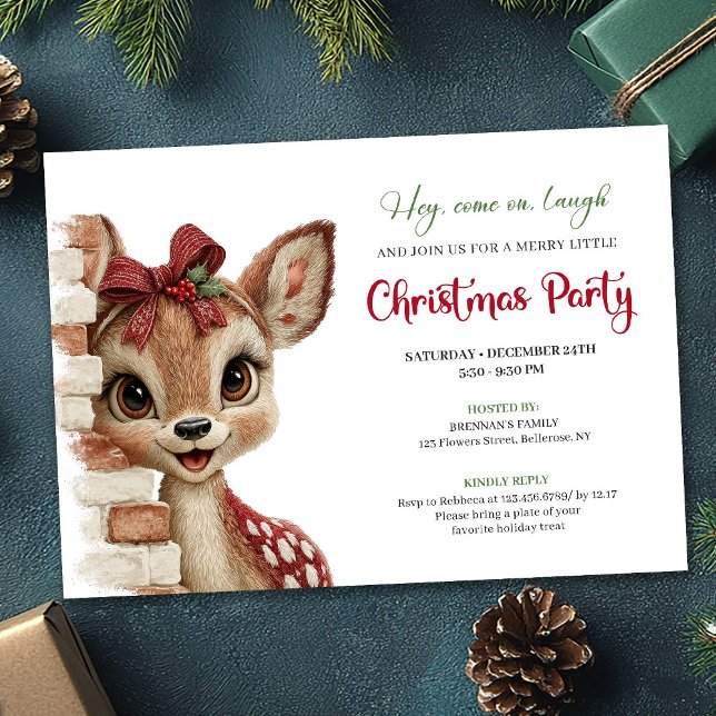 Rustic Baby Deer Funny Cartoon Watercolor Party  Invitation (Rustic Baby Deer Funny Cartoon Watercolor Party Invitation

)