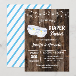 Rustic Baby Diaper Shower Invitation