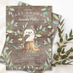 Rustic Baby Hedgehog and Mum Baby Shower Invitation
