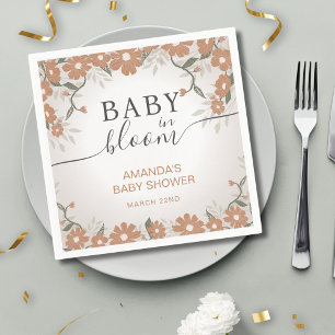 Rustic Baby in Bloom Flowers Daisy Shower  Napkin