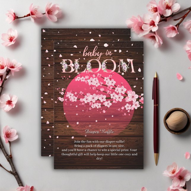 Rustic Baby in Bloom Sakura Cherry Blossom  Enclosure Card (Creator Uploaded)