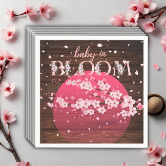 Rustic Baby in Bloom Sakura Cherry Blossom Napkin