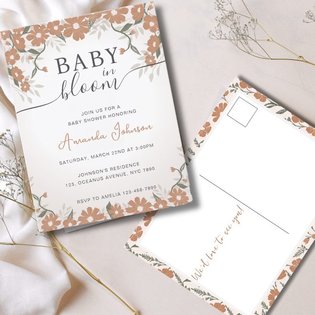 Rustic Baby in Bloom Shower Gender Neutral Postcard (Creator Uploaded)