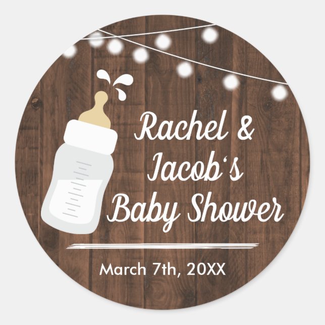 Rustic Baby is Brewing Baby Shower Favour Label (Front)