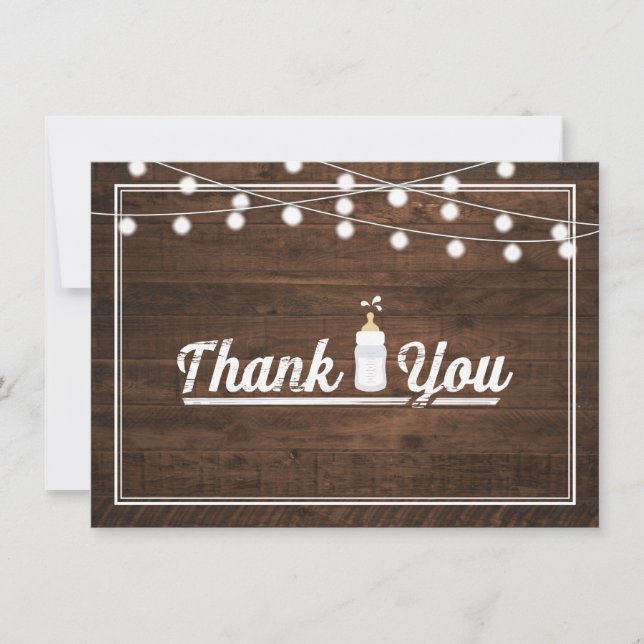 Rustic Baby Is Brewing Baby Shower Thank You Card (Front)