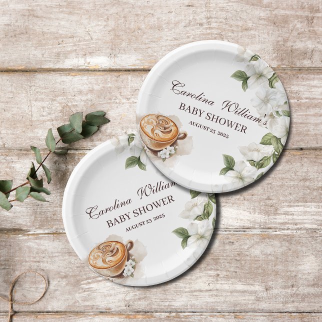 Rustic Baby is Brewing Coffee Baby Shower Paper Plate (Creator Uploaded)