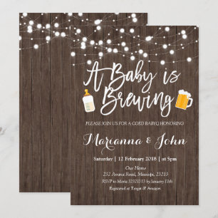 Rustic Baby is brewing shower invitation