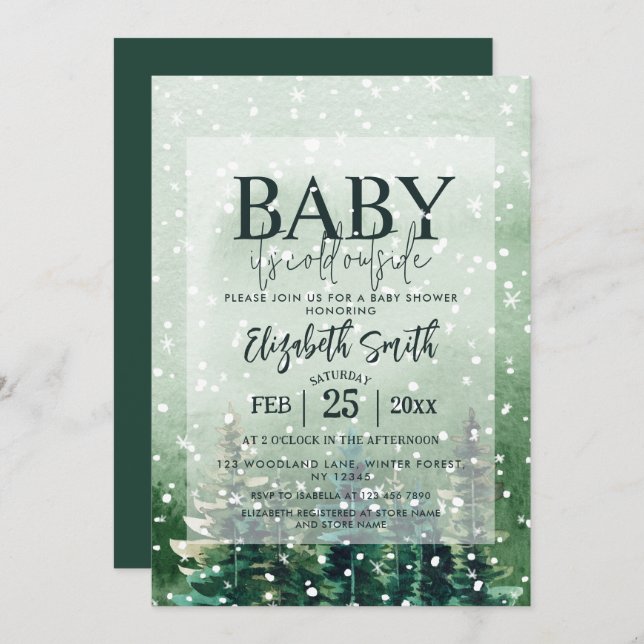 Rustic Baby It's Cold Outside Baby Shower Invitation (Front/Back)
