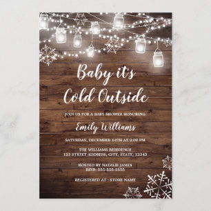 Rustic Baby it's Cold Outside Winter Baby Shower Invitation