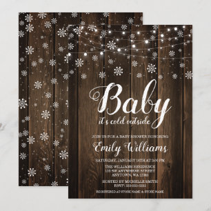 Rustic Baby It's Cold Outside Winter Baby Shower Invitation