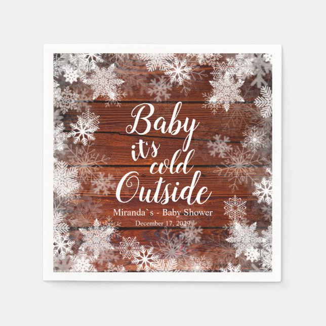 Rustic Baby it's cold outside Winter Baby Shower Napkin (Front)