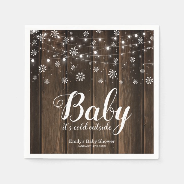Rustic Baby It's Cold Outside Winter Baby Shower Napkin (Front)