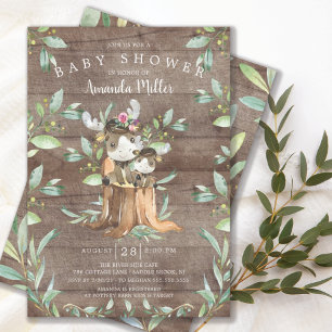 Rustic Baby Moose and Mum Baby Shower Invitation