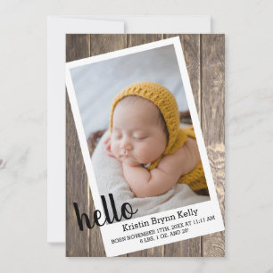 Rustic Baby Photo Birth Announcement