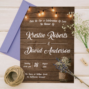 Rustic Baby’s Breath Mason Jar Wedding Invite