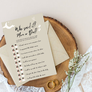 Rustic Baby Shower Game Who Said It? Mum or Dad?