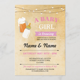 Rustic Baby Shower Girl Brewing Pink BBQ Invite
