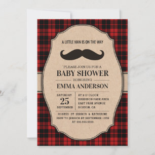 Rustic Baby Shower Invitation for Boy - Moustache