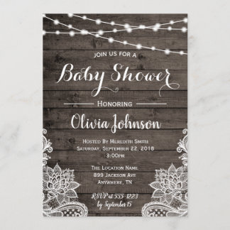 Rustic Baby Shower Invitation with Wood Background