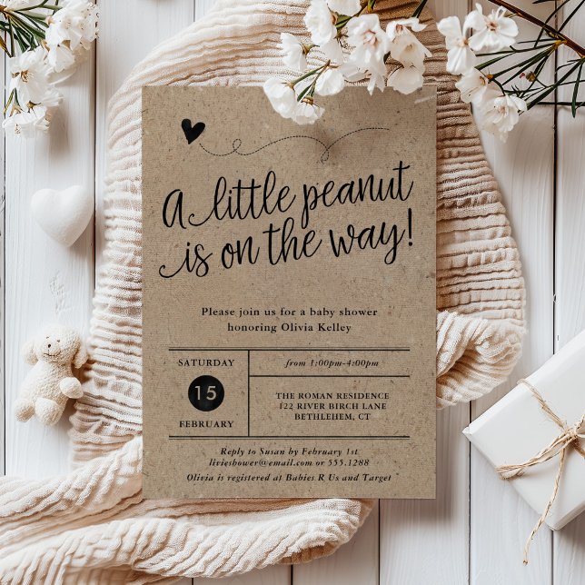 Rustic Baby Shower, Little Peanut, Kraft Invitation (Creator Uploaded)