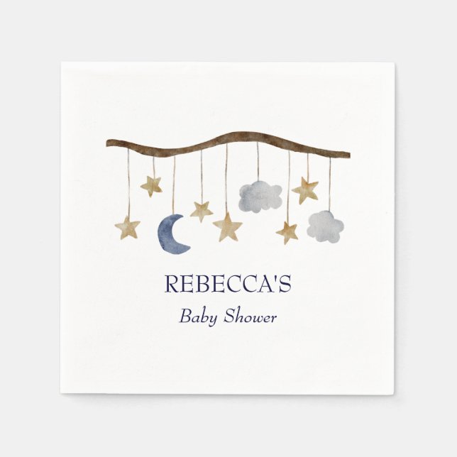 Rustic Baby Shower Night Sky Mobile Napkin (Front)