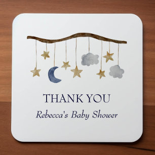 Rustic Baby Shower Night Sky Mobile Square Sticker