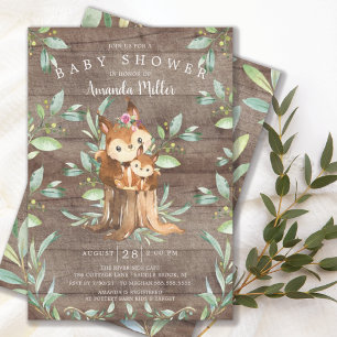 Rustic Baby Squirrel and Mum Baby Shower Invitation