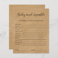 Rustic - Baby Word Scramble | Baby Shower Game