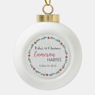 Rustic Baby's 1st Christmas Best Gift Photo Ceramic Ball Christmas Ornament