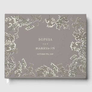 Rustic Baby's Breath Amethyst Wedding Guest Book