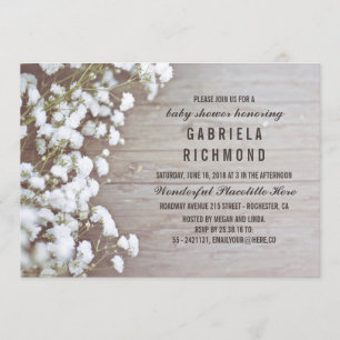 Rustic Baby's Breath Barn Wood Baby Shower Invitation