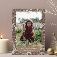 Rustic Baby's Breath Christmas Photo Torn Paper