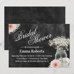 Rustic Baby's Breath & Daisy Floral Bridal Shower Invitation