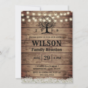 Rustic Baby's Breath Family Tree Family Reunion Invitation