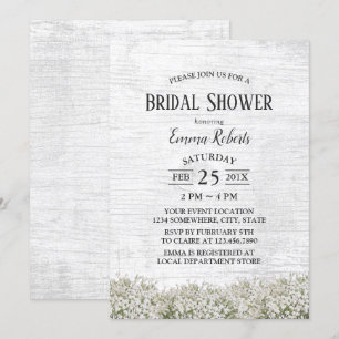 Rustic Baby's Breath Floral Barn Bridal Shower Invitation