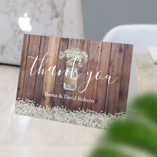 Rustic Baby's Breath Floral Wedding Thank You Card