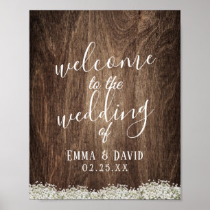 Rustic Baby's Breath Floral Wedding Welcome Poster